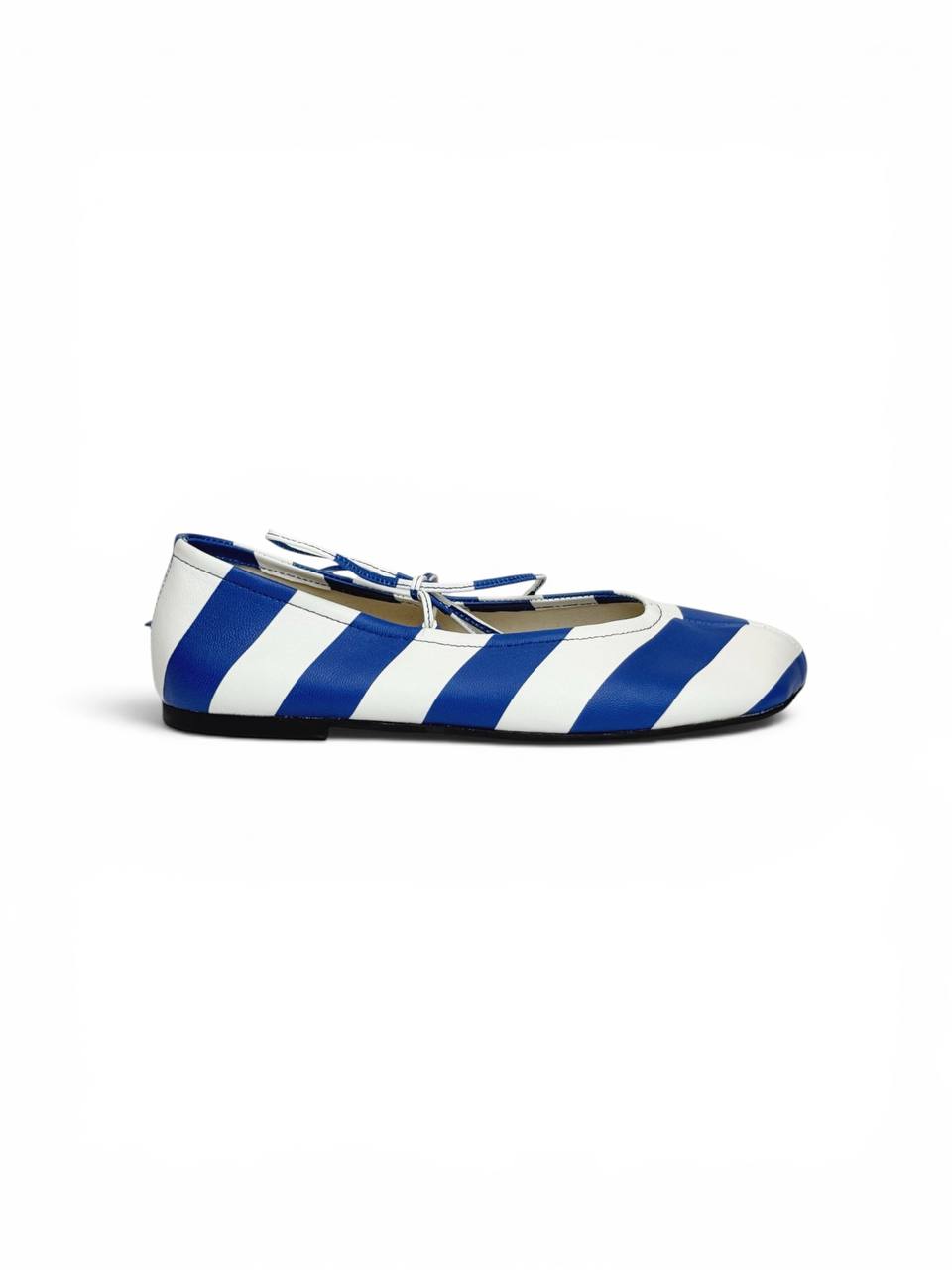 Side profile of Ballet Flats Riviera handmade striped leather flats