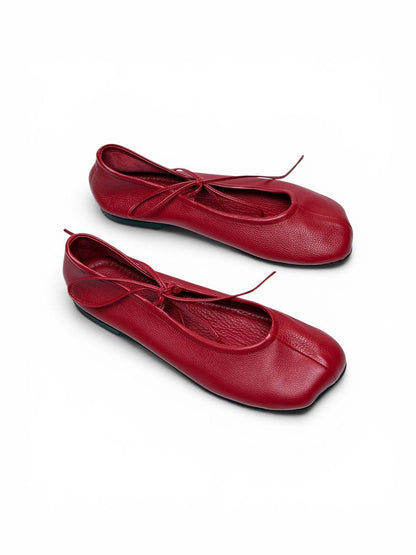 Handmade Ruby Ballet Flats crafted from soft Italian leather with anatomical comfort fit