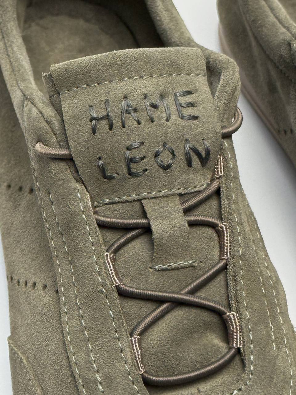Premium Italian suede texture close up sneakers