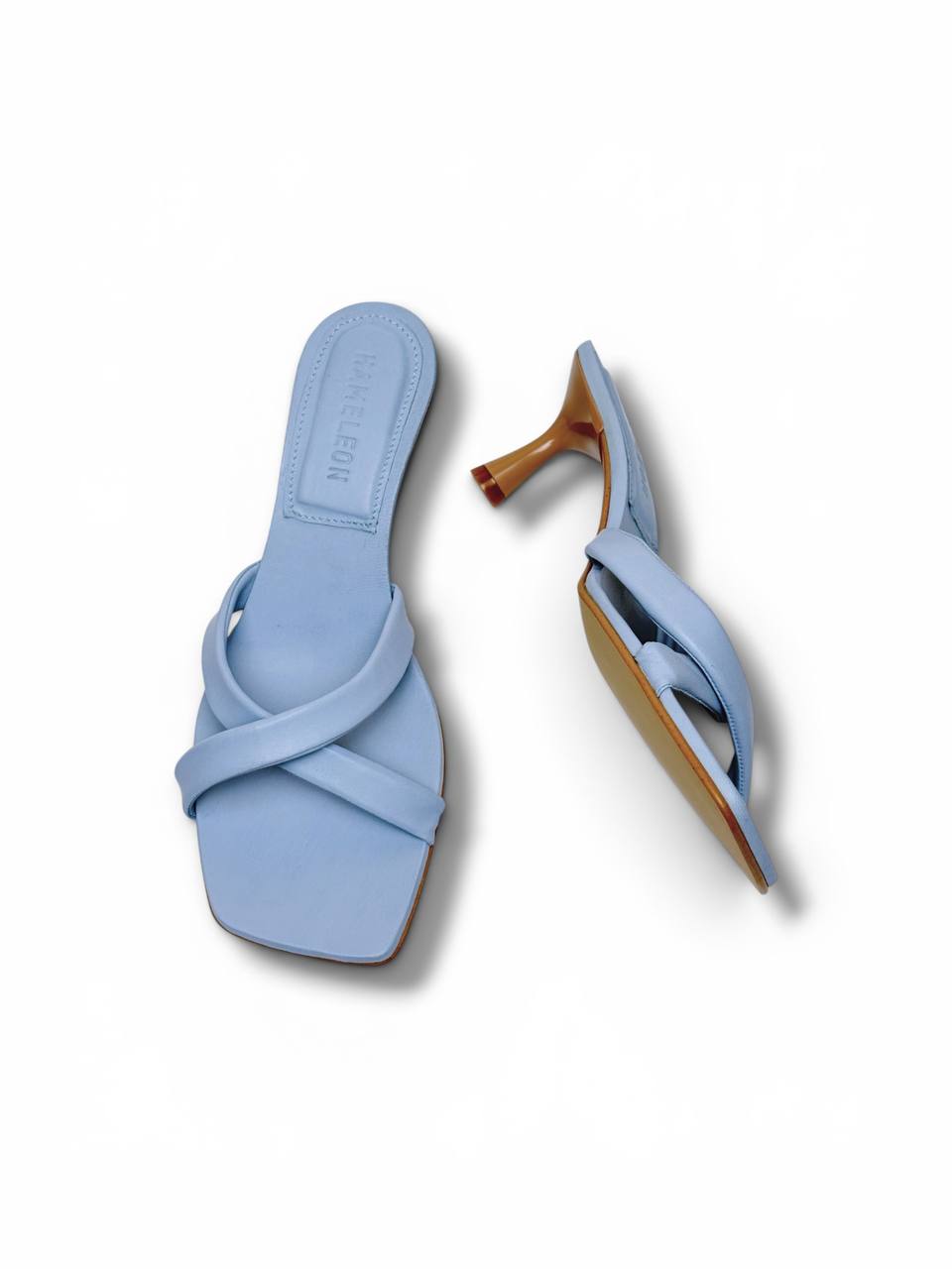 Celeste leather mules top view
