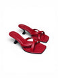 Selena Rouge handmade red leather heeled mules HAMELEON