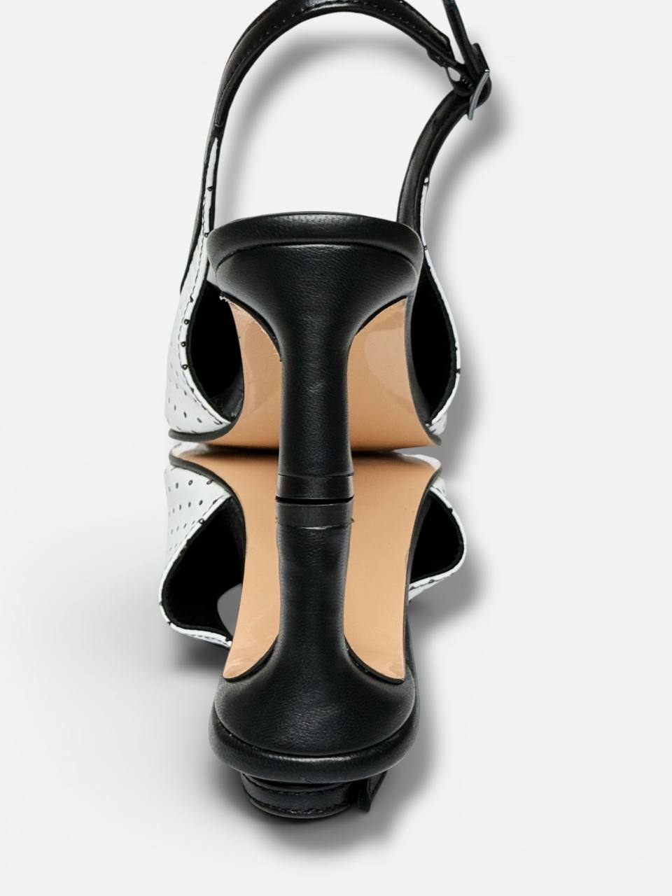 Slingback strap detail leather heels