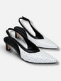 Leather slingback heels pointed toe front view HameleonShoes
