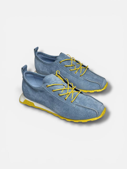 Handmade leather sneakers front view light tone HAMELEONSHOES