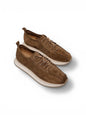 Handmade leather sneakers front view warm tone HameleonShoes