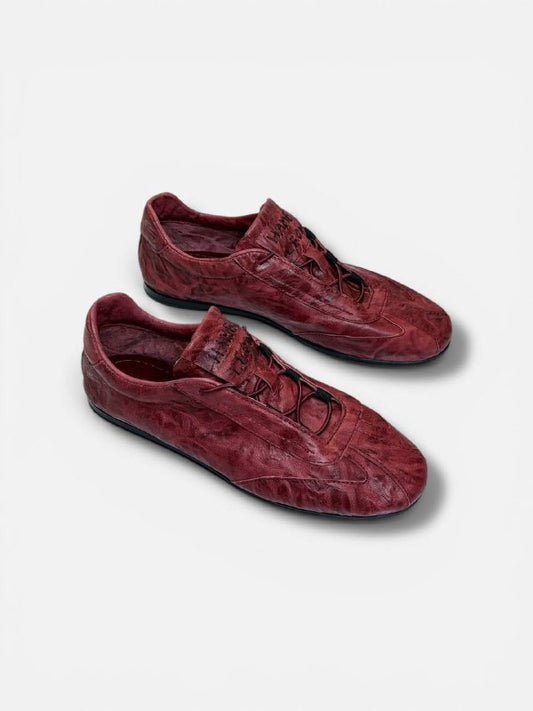 Handmade leather sneakers Flow Garnet pair HameleonShoes