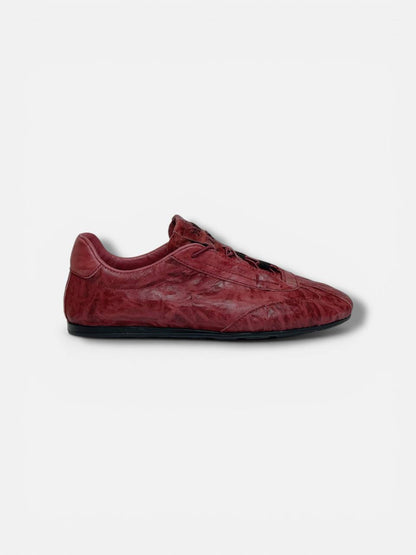 Burgundy leather sneakers side profile Flow silhouette