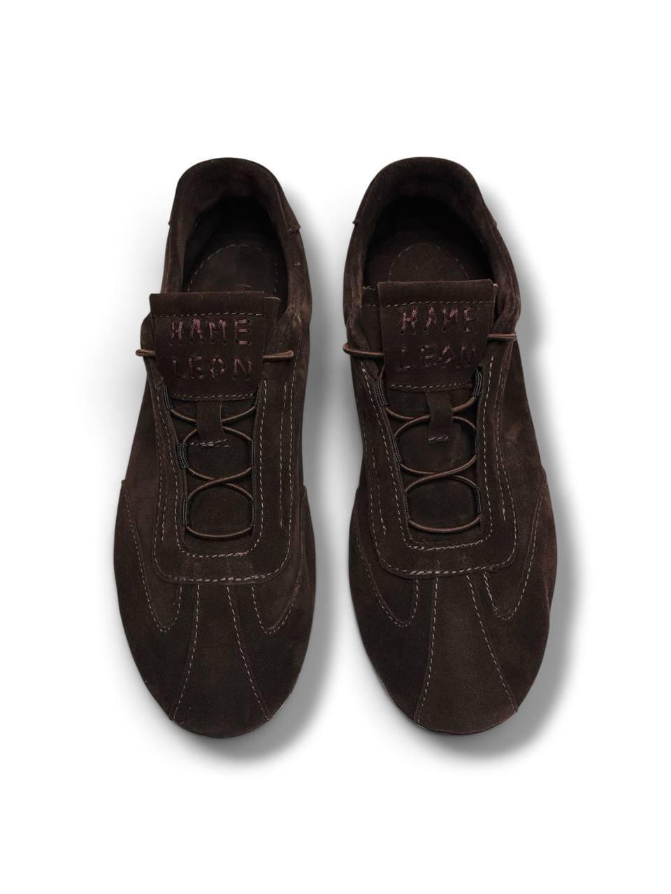 Pair of brown suede sneakers Flow Umber from above