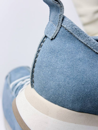 Blue sneakers back minimal everyday outfit