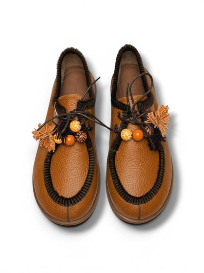 Tassel leather walkers top view design