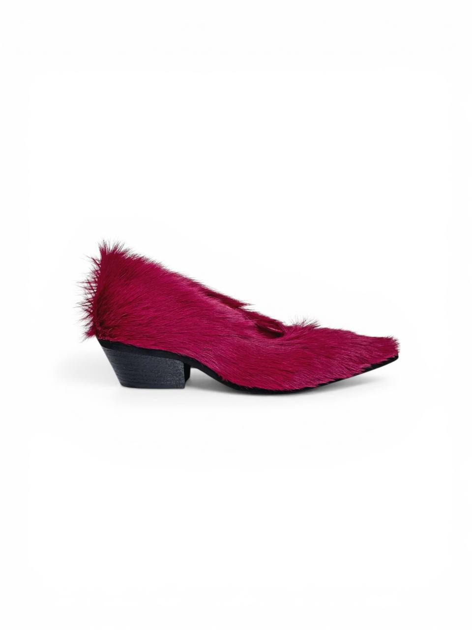 Side view velvet heels soft fur texture