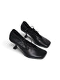 Black ballet flats Vesper with sculptural heels by HAMELEON