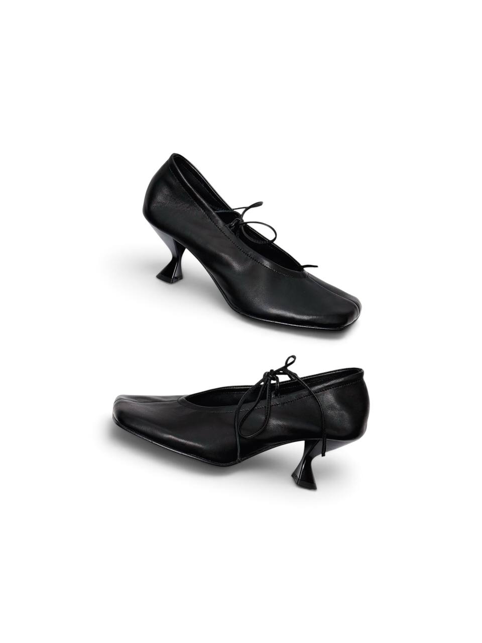 Side view of ballet flats Vesper with leather ties by HAMELEON