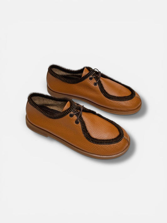 Handmade leather walker shoes Amber pair HameleonShoes