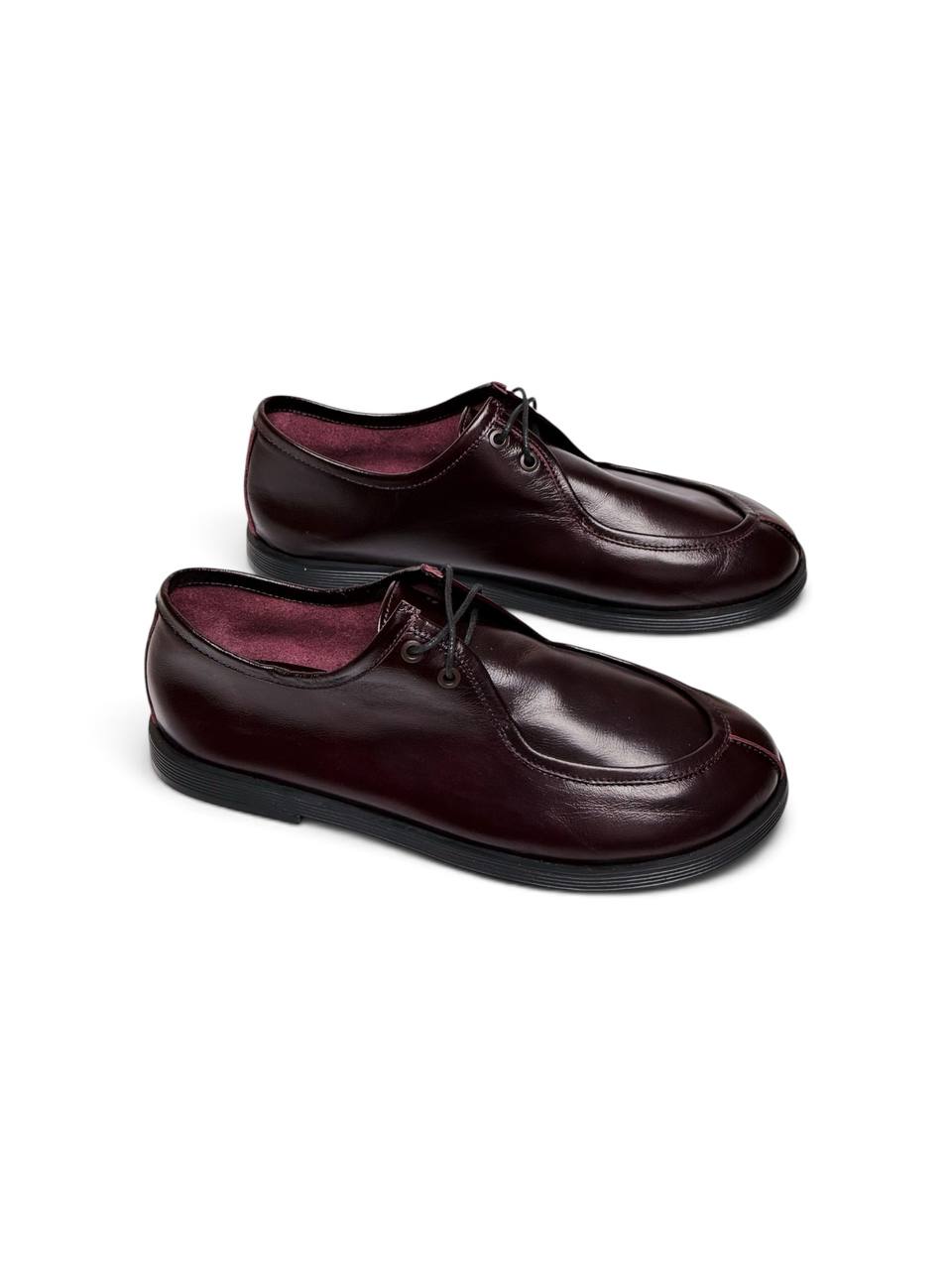 Burgundy leather walker shoes with black EVA soles by HAMELEON