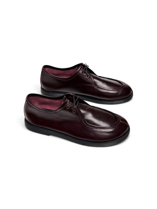 Burgundy leather walker shoes with black EVA soles by HAMELEON