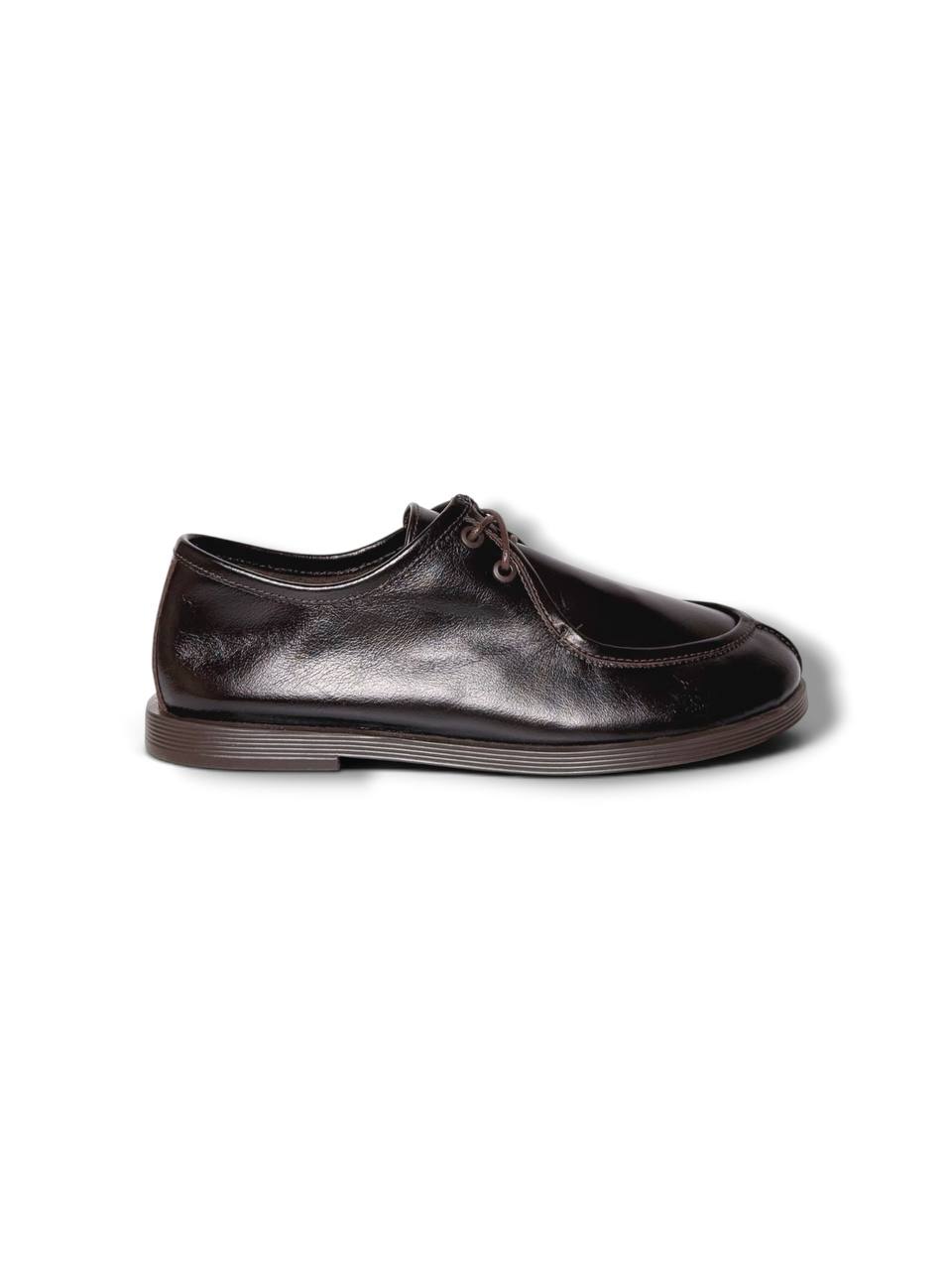 Side profile of Walkers Cacao handmade leather shoes