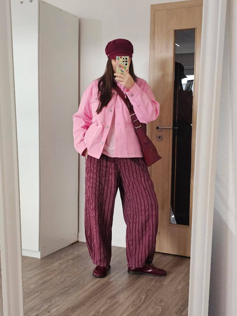 Walkers Carmine in burgundy leather with relaxed layered outfit