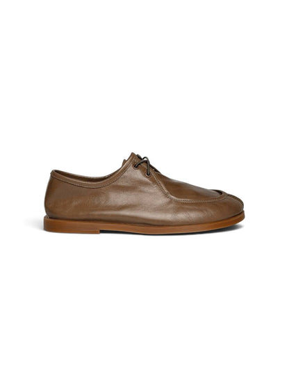 Side profile of Walkers Chestnut leather shoes with lightweight flexible EVA sole.