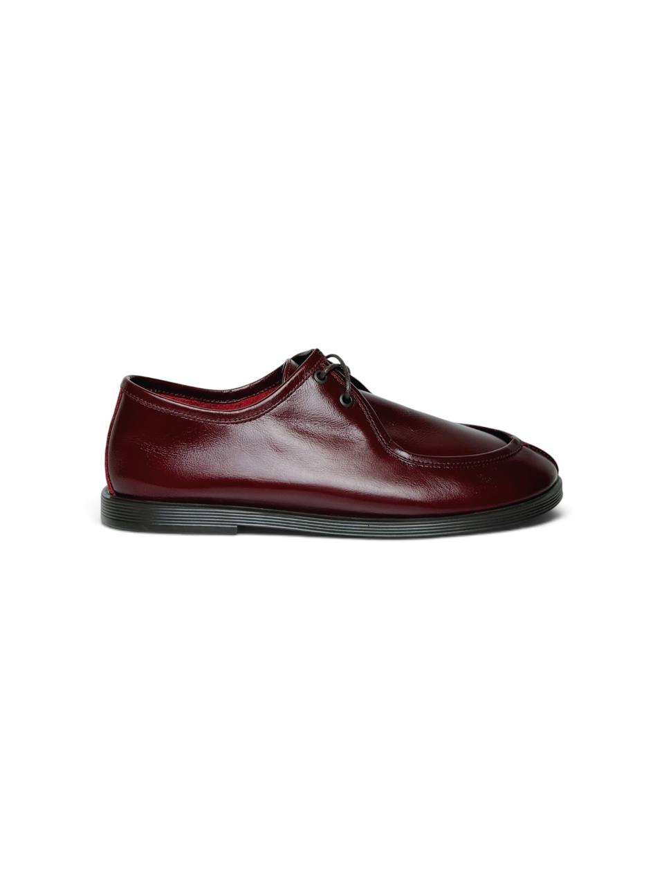 Side view of burgundy leather Walkers Merlot